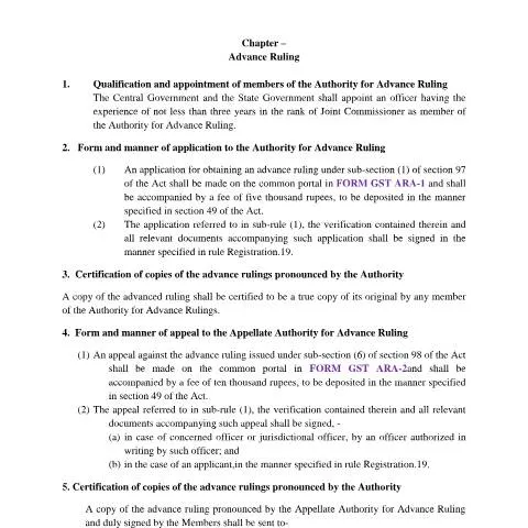 Document preview: Understanding Advance Ruling Authority Rules for GST Compliance — Government & admin (CERFA n°advance-ruling-authority-rules)