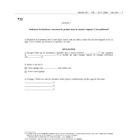 Aperçu du document Comprendre la Déclaration de fournisseur ponctuelle - origine — Douane & import-export (CERFA n°decla-ponct-pref)
