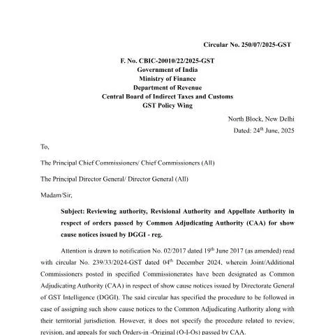 Document preview: Understanding Circular No 250/07/2025-GST: Review, Revision, and — Government & admin (CERFA n°Circular-No-250-2025)