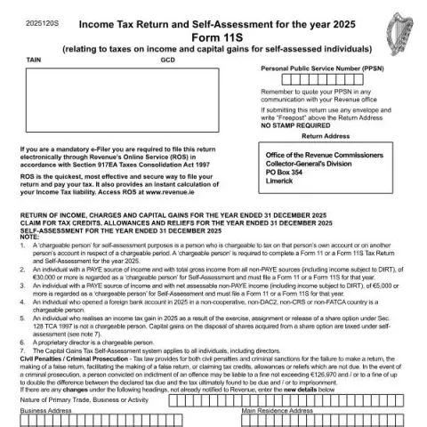 Document preview: Submit Your 2025 Income Tax Return with Form 11S — Taxes (Form 11S)