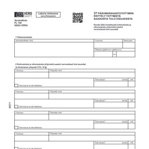Document preview: Yksityiskohtainen opas Vero 3037 -lomakkeeseen — Verot & verotus (CERFA n°Vero 3037)