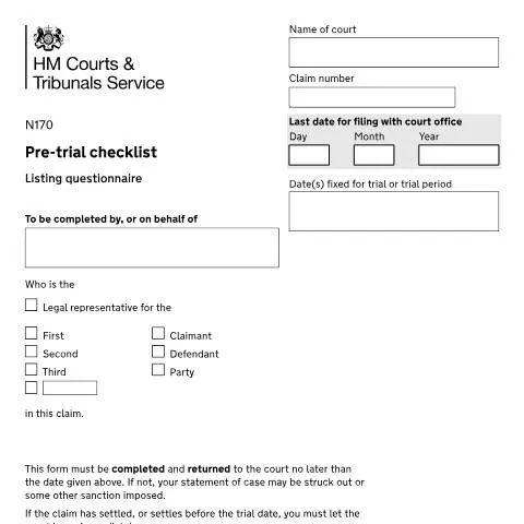 Document preview: N170 Pre-Trial Checklist: Essential Guide for Civil Litigation — Legal & justice