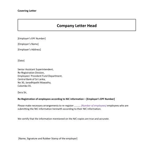 Document preview: Understanding the Covering Letter for Employee Re-Registration — Government & admin