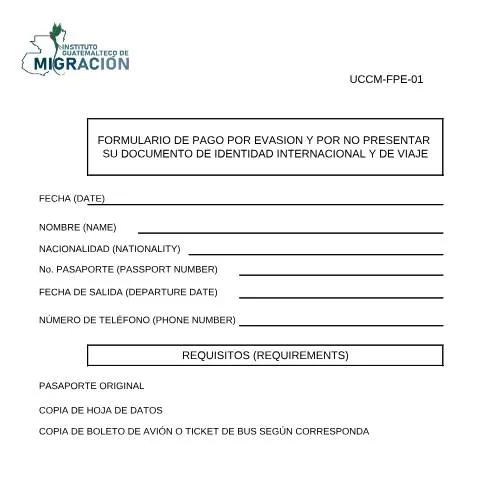 Vista previa del documento Importancia del Formulario de Pago por Evasión en Guatemala — Inmigración y visados
