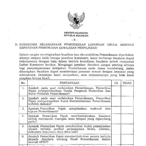 Document preview: Pentingnya Kuesioner Pemeriksaan dalam Administrasi Pajak — Proses administrasi (CERFA n°ID-DJP-Kuesioner-Pemeriksaan)