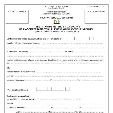 Aperçu du document L'Importance de l'Attestation de Retenue à la Source en Côte d'Ivoire — Impôts & fiscalité