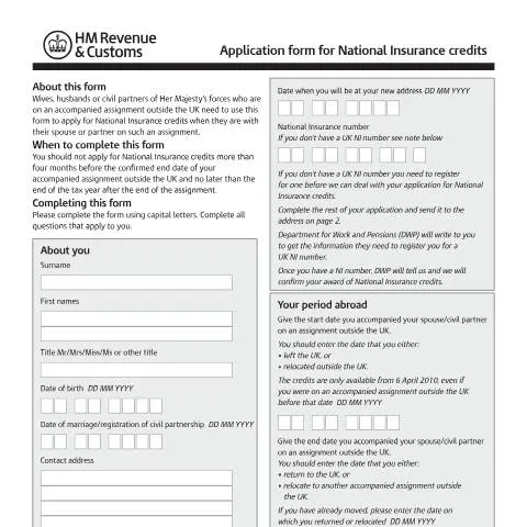 Document preview: National Insurance Credits for Military Families on Overseas — Work & employment