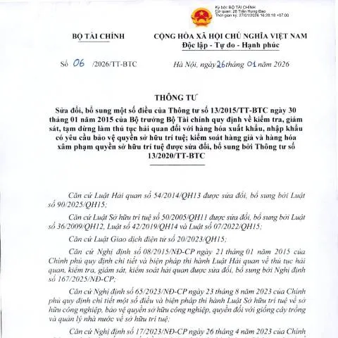 Document preview: Lợi ích của Thông tư 06/2026/TT-BTC trong quy trình hải quan — Thủ tục hành chính (CERFA n°06/2026/TT-BTC)