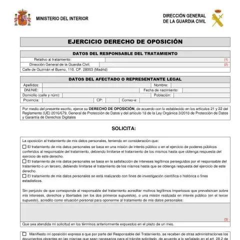 Vista previa del documento ¿Qué es el derecho de oposición en la Guardia Civil? — Digital y datos personales