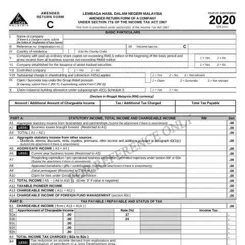 Document preview: Pemahaman Mendalam tentang Borang Pembetulan C 2020 — Perniagaan & profesional