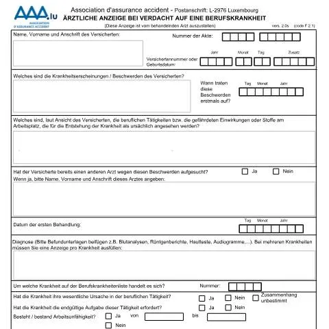 Aperçu du document Comprendre la déclaration de maladie professionnelle au Luxembourg — Santé (CERFA n°declaration-medicale-malprof)