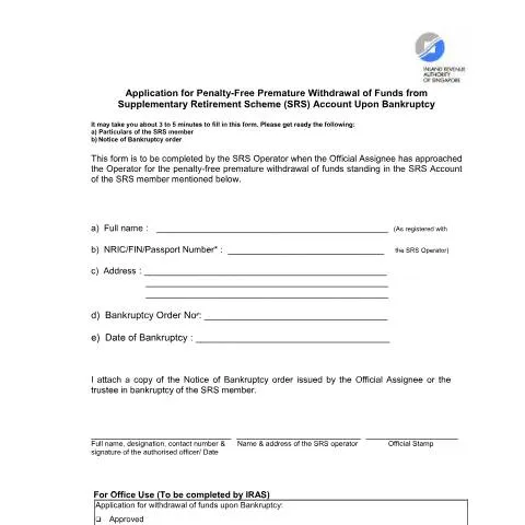 Document preview: Guide to Penalty-Free SRS Withdrawals for Bankrupt Members — Taxes (CERFA n°SRS_WITHDRAWALUPONBANKRUPTCY-2)