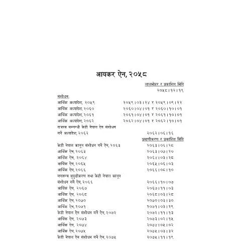 Document preview: आयकर ऐन, २०५८: नेपालको आर्थिक विकासमा योगदान — कर र कराधान (CERFA n°आयकर ऐन, २०५८ (आर्थिक ऐन, २०७९ को संशोधन सहित) 6apyelu)
