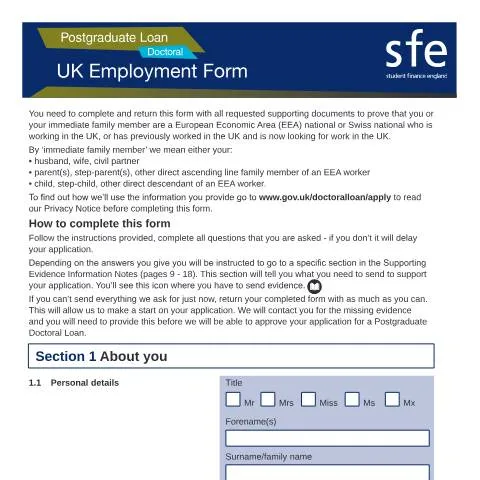 Document preview: Essential Insights on the Postgraduate Doctoral UK Employment Form — Work & employment