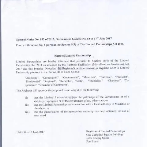 Document preview: Understanding Limited Partnership GN 852 of 2017 — Business (CERFA n°Limited-Partnership-GN-852-of-2017)