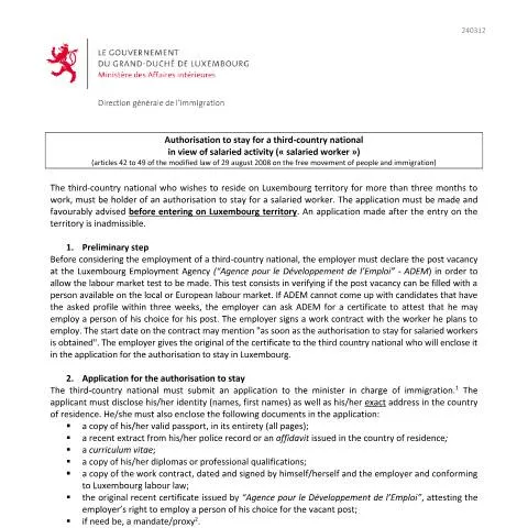Aperçu du document Guide sur l'Autorisation de séjour pour travailleurs non européens — Emploi & travail (CERFA n°note-explicative-salarie)