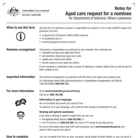 Document preview: Understanding the Aged Care Nominee Process for Veterans — Benefits & social aid (CERFA n°AC019)