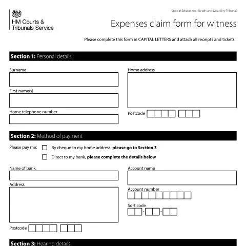 Document preview: Understanding Form SEND16A for Witness Expense Claims — Legal & justice