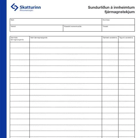 Document preview: Skilningur á Sundurliðun á innheimtum fjármagnstekjum — Skattar & fjármál (CERFA n°RSK 5.34)