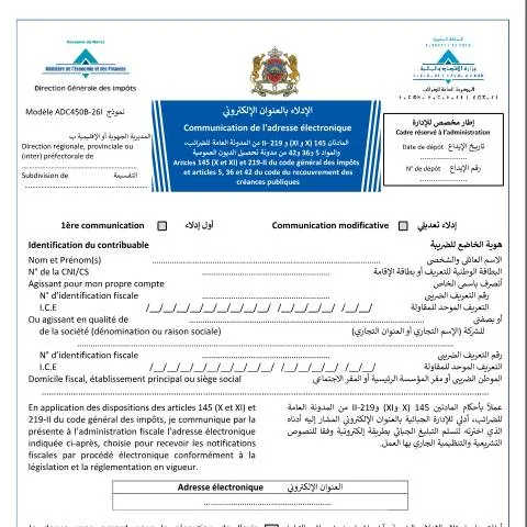 Aperçu du document Mise à jour de votre adresse électronique auprès de la CNSS — Impôts & fiscalité (CERFA n°ADC450B-26I)