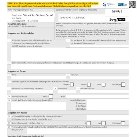 Dokumentvorschau: Gewerbe-Abmeldung in Berlin , Schritt für Schritt — Unternehmen (GewA 3)