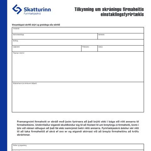 Document preview: Skref að skráningu einstaklingsfyrirtækis í Ísland — Stjórnsýsla (CERFA n°RSK 17.25)