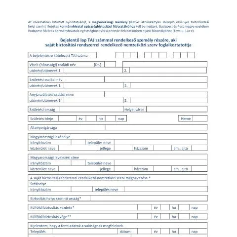 Document preview: Kézi kitöltésű egészségbiztosítási bejelentőlap szerepe és kitöltése — Egészség (CERFA n°NEU.71.K)