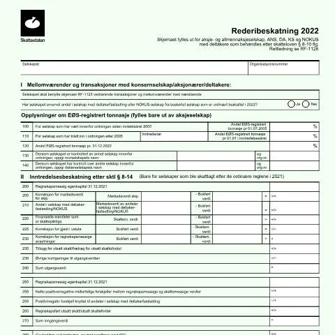 Document preview: Forståelse av Tonnage Taxation RF-1197 i Norge — Skatt & avgifter (CERFA n°RF-1197)
