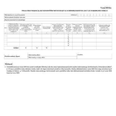 Document preview: Vormi MM lisa: Oluline dokument Eesti residentidele — Maksud ja maksustamine (CERFA n°VORM I)