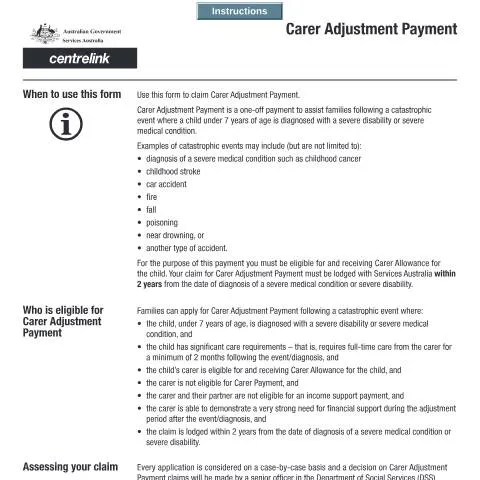 Document preview: Your Comprehensive Guide to the SS454 Carer Adjustment Payment — Benefits & social aid (CERFA n°SS454)