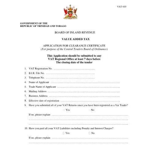 Document preview: Navigating the VAT610 Clearance Certificate Application Process — Taxes (CERFA n°VAT610)
