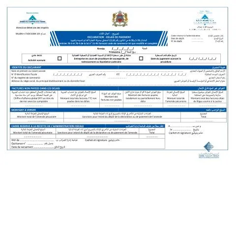 Aperçu du document Déclaration des délais de paiement à la CNSS — Impôts & fiscalité (CERFA n°ADC500B-23I)