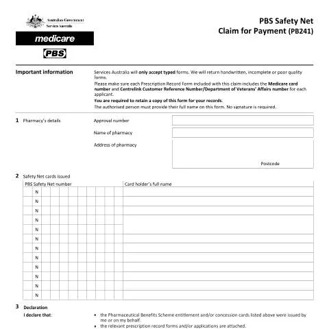 Document preview: Your Guide to the PBS Safety Net Claim Form PB241 — Health (CERFA n°PB241)