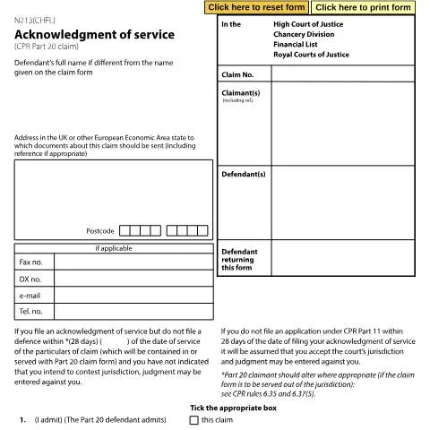 Document preview: Understanding Form N213(CHFL) in Legal Proceedings — Legal & justice