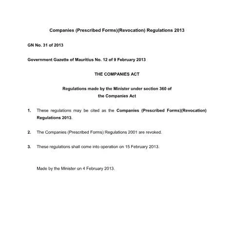 Document preview: Understanding GN. 31 of 2013 in Mauritian Corporate Law — Government & admin (GN.-31-of-2013)