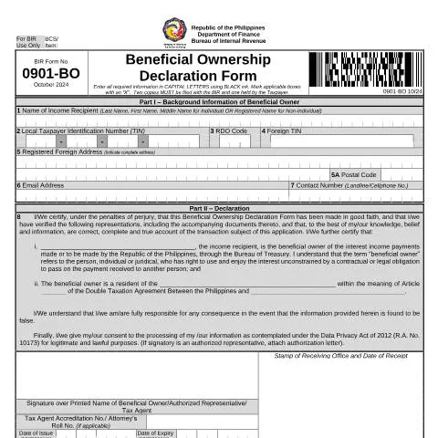 Document preview: Understanding the Role of BIR Form No. 0901-BO in Taxation — Government & admin (CERFA n°0901-BO)
