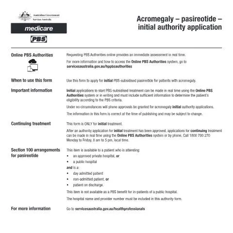 Document preview: Understanding the Pasireotide Initial Authority Application Form PB181 — Health (CERFA n°PB181)