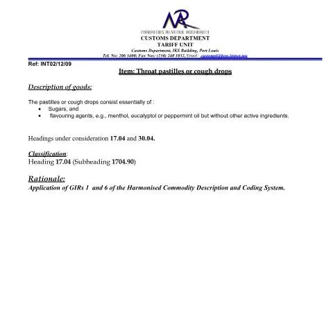 Document preview: Understanding Cough Drop Classification for Importers — Government & admin (CoughDrops)