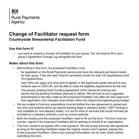 Document preview: Navigating Facilitator Changes in Countryside Stewardship — Government & admin