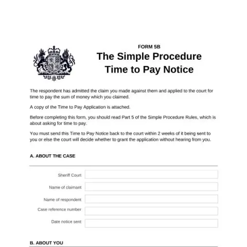 Document preview: Understanding the Scottish Courts and Tribunals Service Form 5B: Time — Legal & justice (Form 5B)