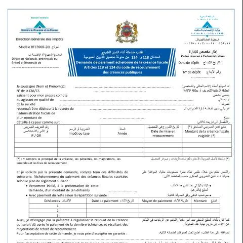 Aperçu du document Demande d’échelonnement des dettes fiscales — Impôts & fiscalité (CERFA n°RFC390B_20I)