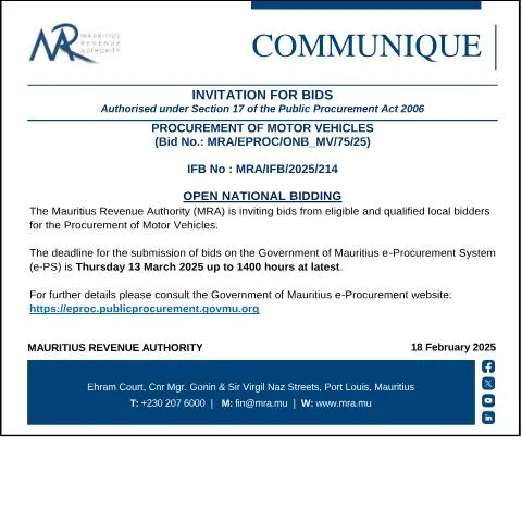 Document preview: Understanding Bid No. MRA/EPROC/ONB_MV/75/25 for Motor Vehicles — Government & admin (Bids180225)