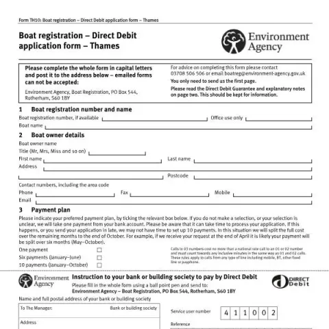 Document preview: Thames Boat Registration: Setting Up Direct Debit Payments — Government & admin