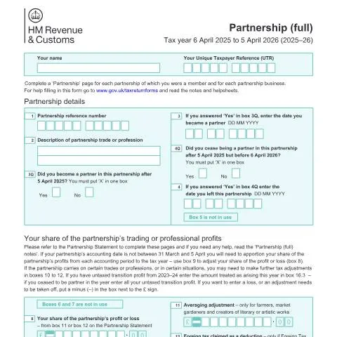 Document preview: Understanding SA104F: Partnership Taxation in UK Self Assessment — Taxes