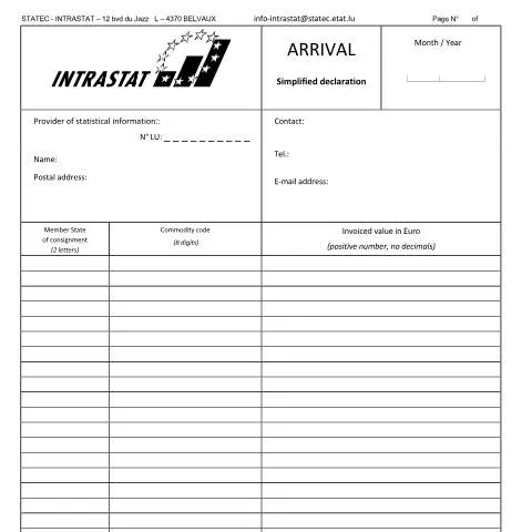 Aperçu du document Comprendre la déclaration simplifiée d'arrivée au Luxembourg — Démarches administratives (CERFA n°arrivee-simplifiee)