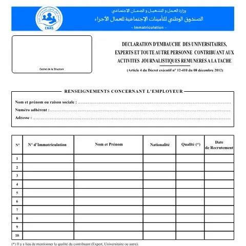 Aperçu du document Importance de la Déclaration IM-07 pour les travailleurs en Algérie — Emploi & travail (CERFA n°IM-07)