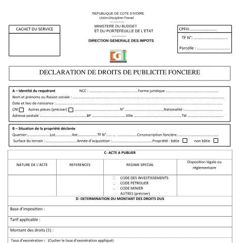 Aperçu du document Comprendre la Déclaration de Droits de Publicité Foncière — Impôts & fiscalité
