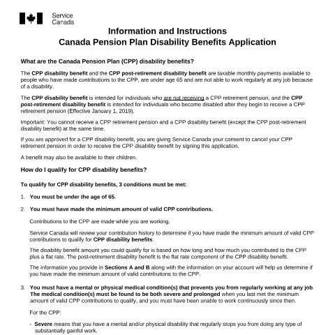 Document preview: Navigate Your CPP Disability Benefits Application with Ease — Health (CERFA n°ISP1151)