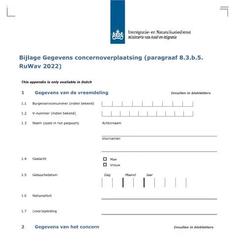 Documentvoorvertoning: Het Belang van de Bijlage Gegevens concernoverplaatsing voor — Immigratie & visa (CERFA n°7135)