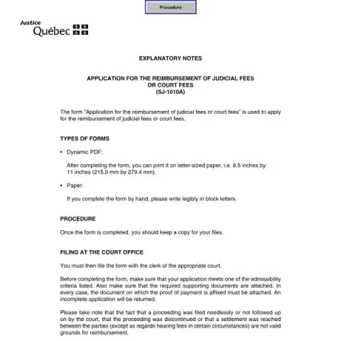 Document preview: Guide to Reimbursing Court Fees in Canada — Legal & justice (SJ-1010A)